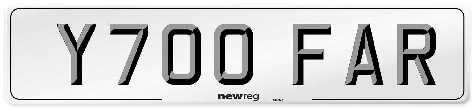 Y700 FAR Number Plate from New Reg